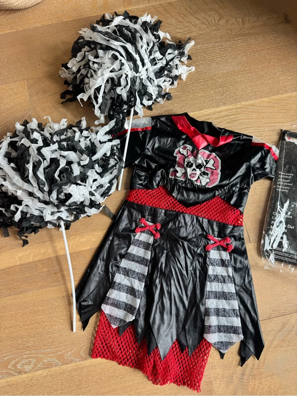 Girls Black & Red Zombie Cheerleader Costume - Size 7+